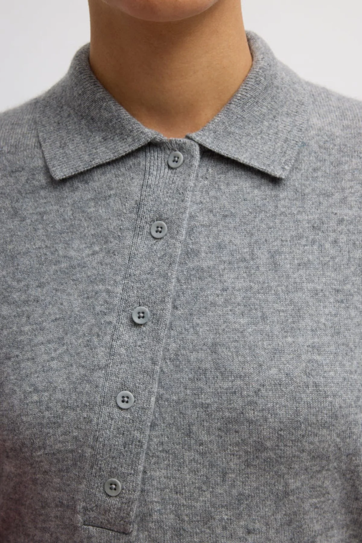Tibi Washable Cashmere Easy T Polo - Grey - Image 4