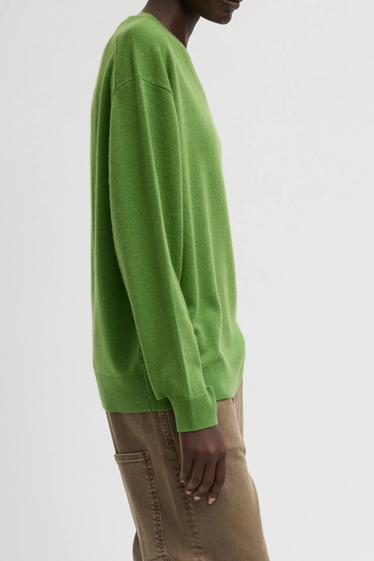 Tibi Washable Cashmere Easy V-Neck - Avocado - Image 2