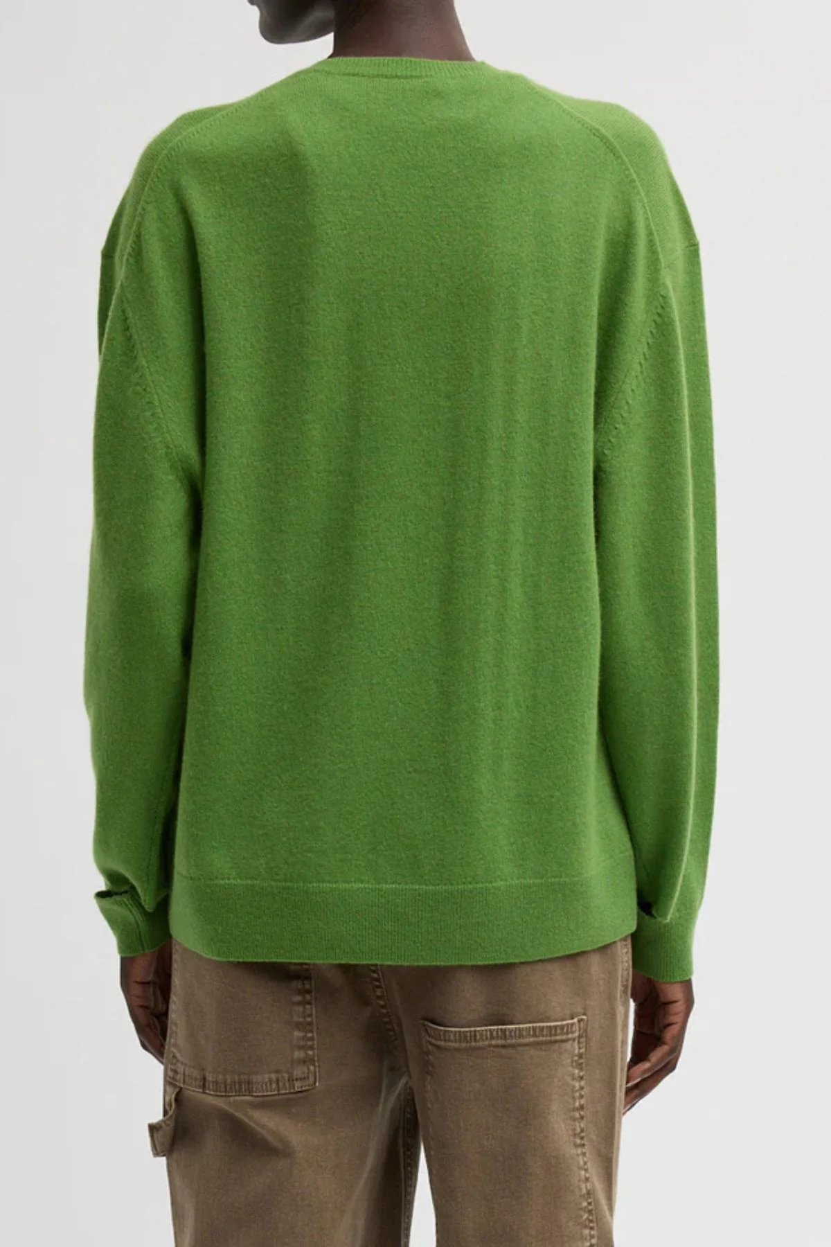 Tibi Washable Cashmere Easy V-Neck - Avocado - Image 3