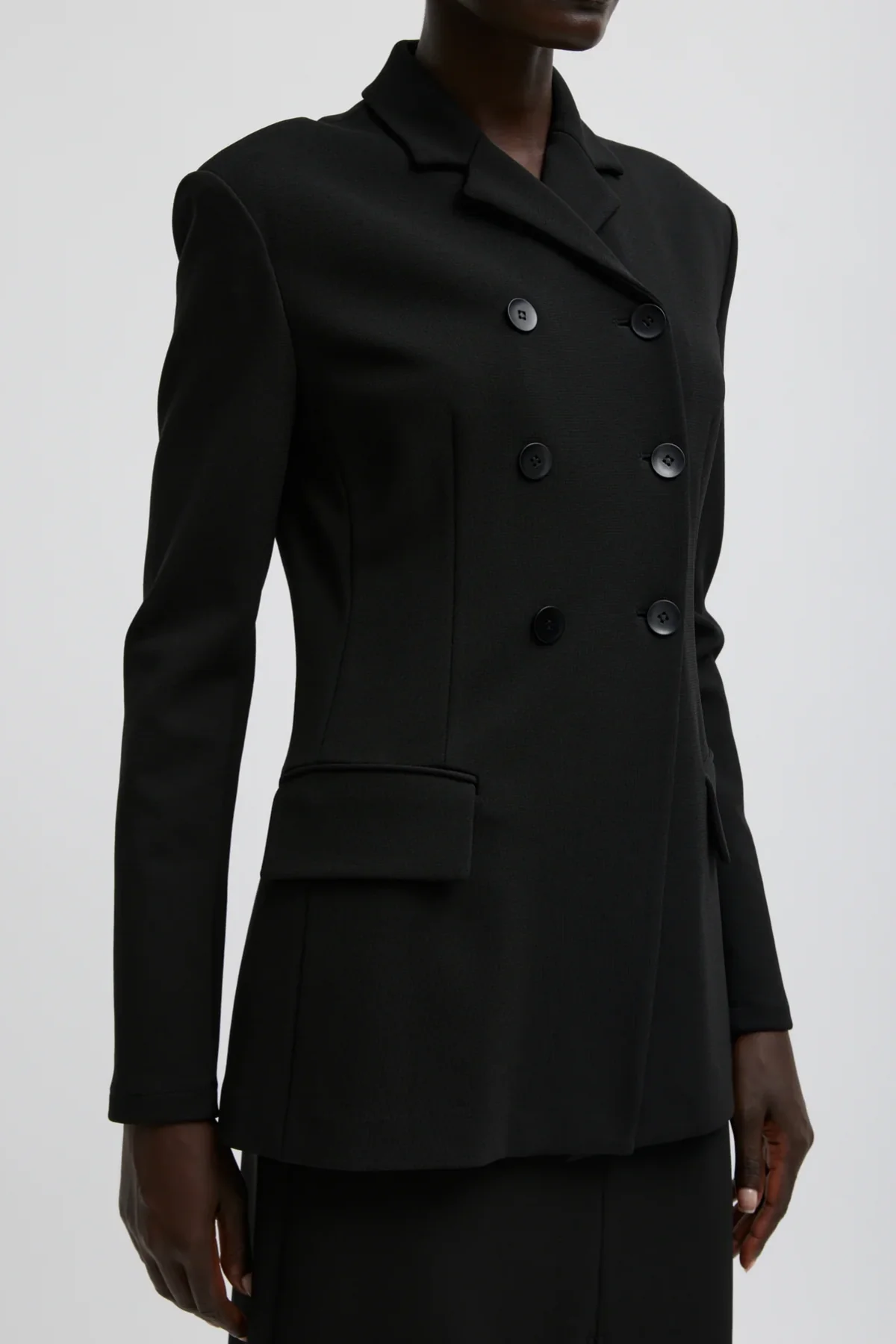 Tibi Wren Crepe Knit Fitted Blazer - Black - Image 5