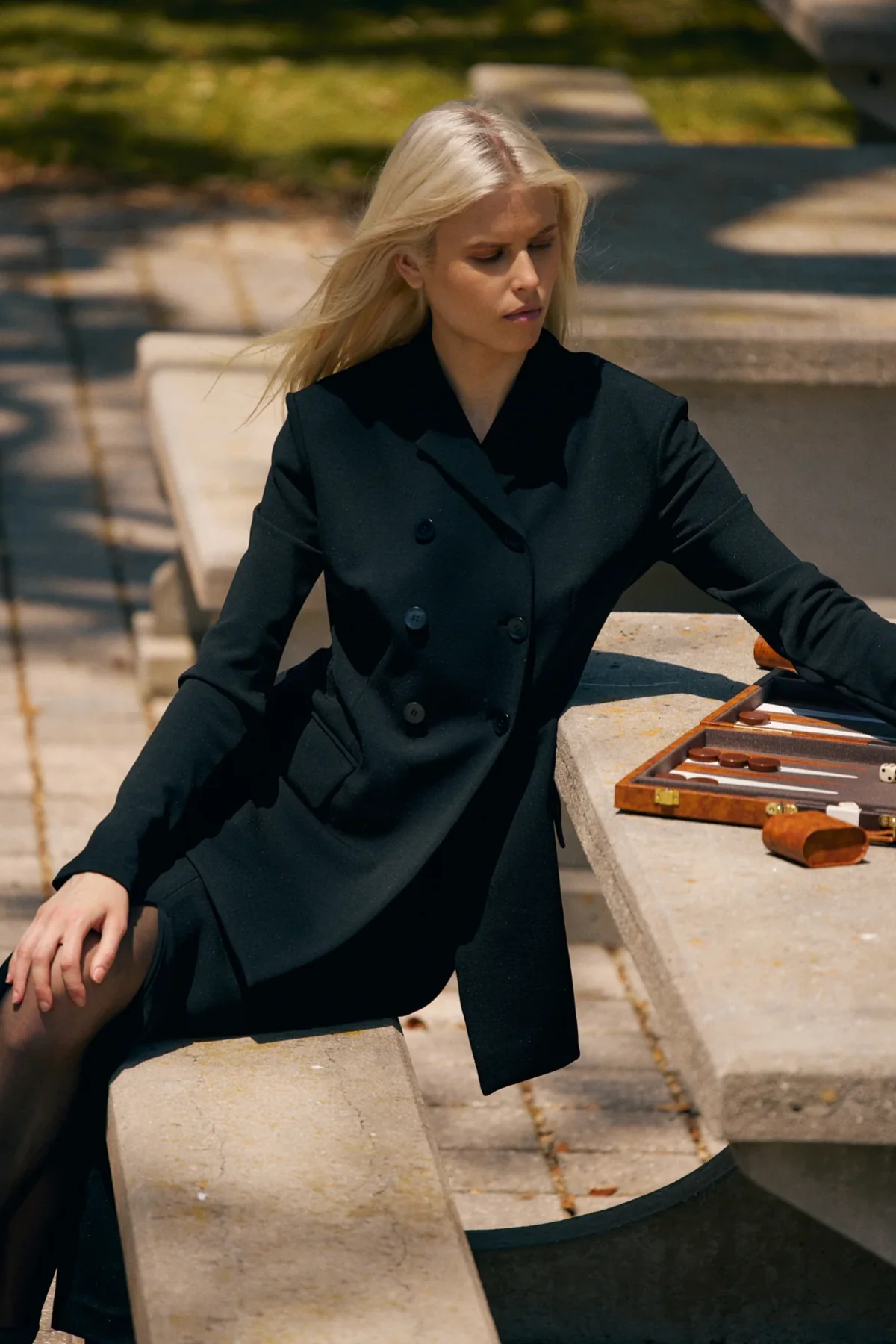 Tibi Wren Crepe Knit Fitted Blazer - Black - Image 8