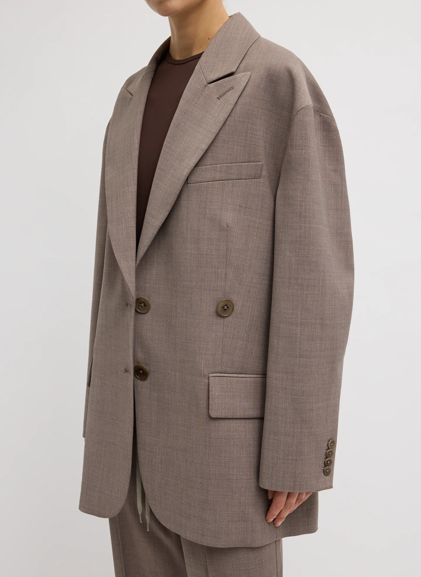 Tibi Tropical Wool Liam Blazer - Cedar Melange - Image 4