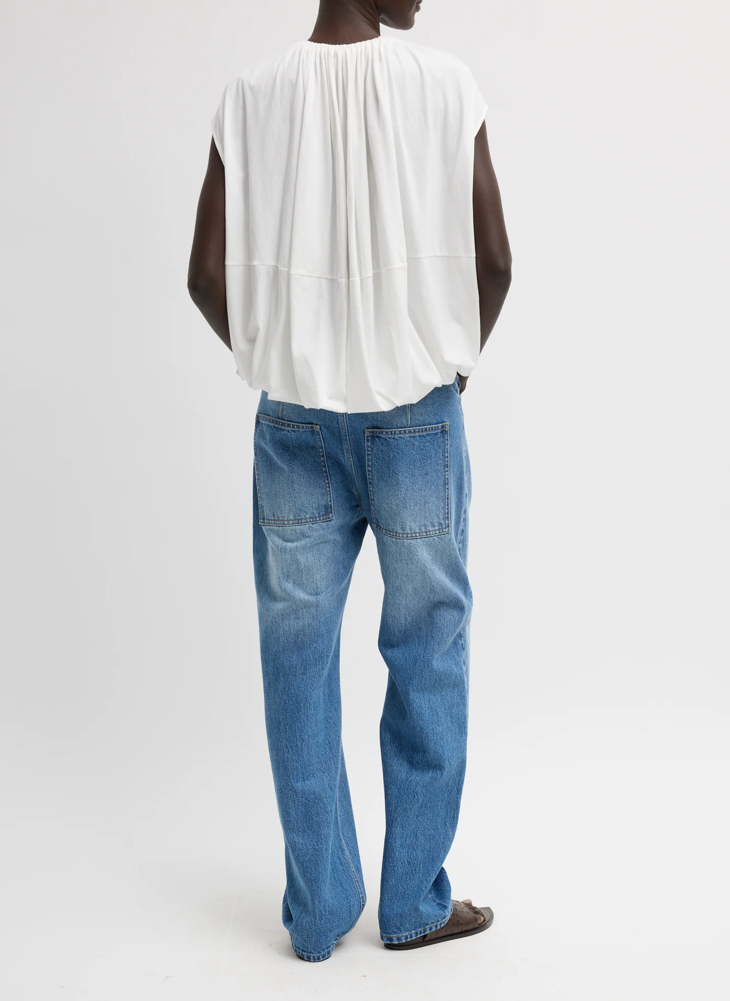 Tibi Shirred Neck Top - White - Image 3