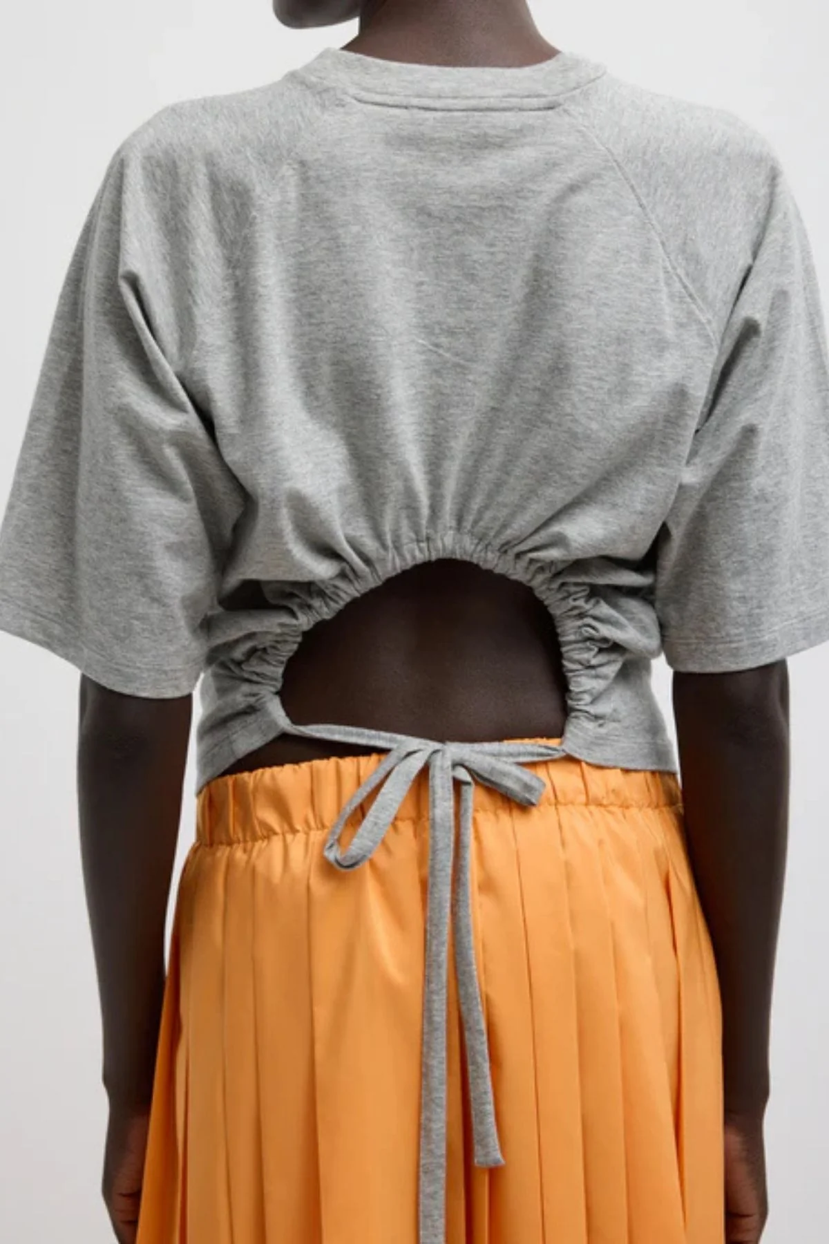 Tibi T-Shirting Shirred Top - Heather Grey - Image 3