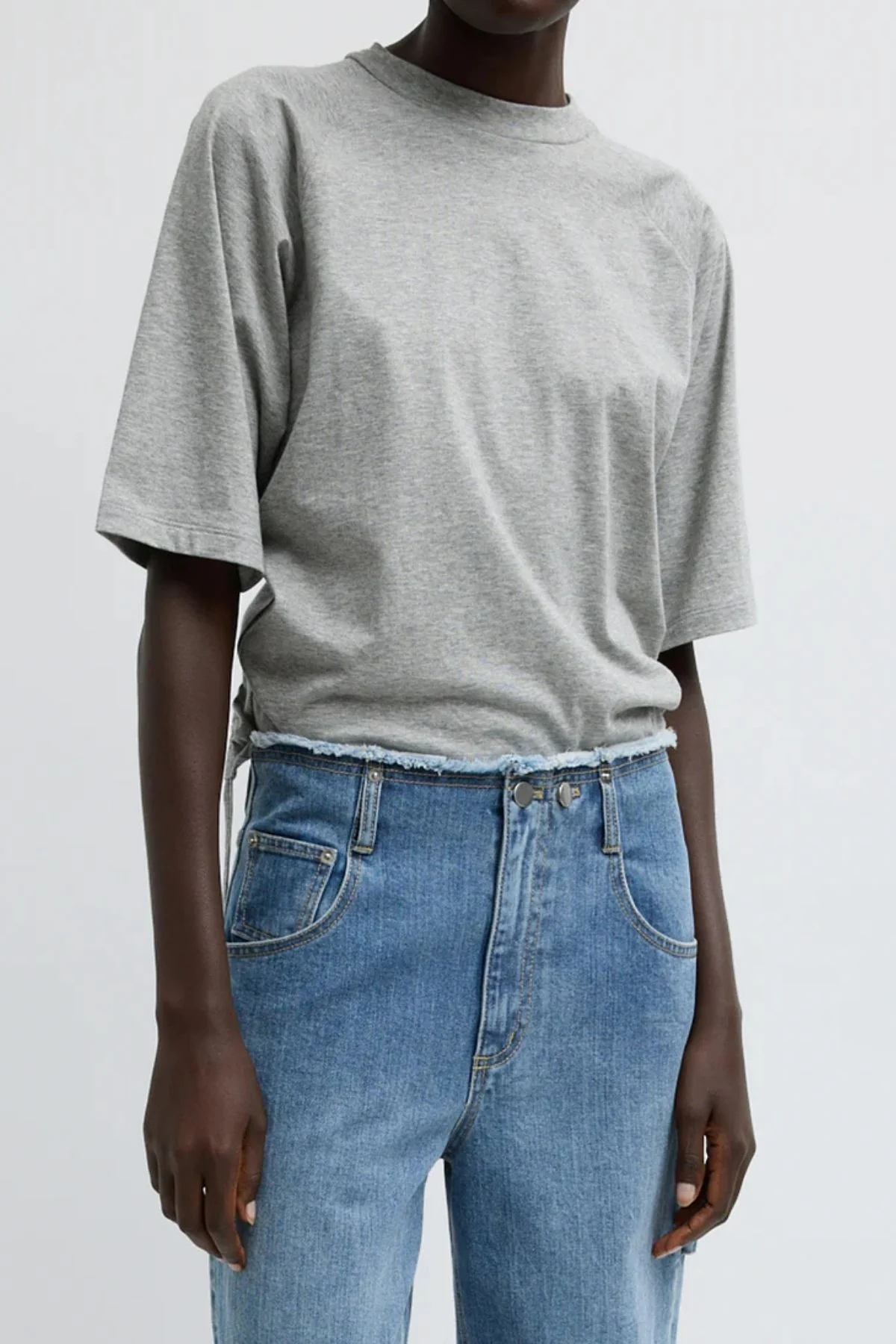 Tibi T-Shirting Shirred Top - Heather Grey - Image 5
