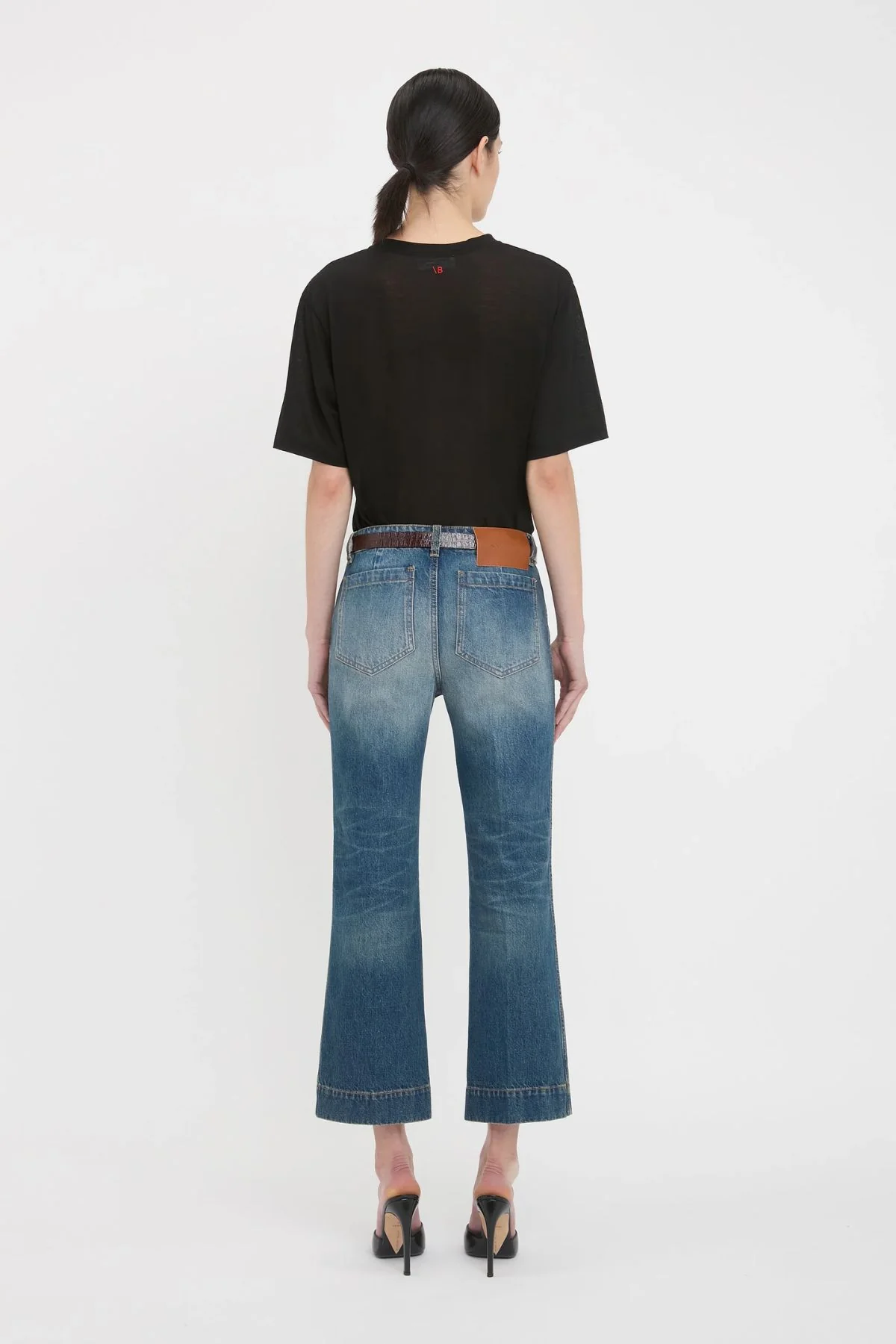 Victoria Beckham Classic Cotton Crepe T-Shirt  - Black - Image 3