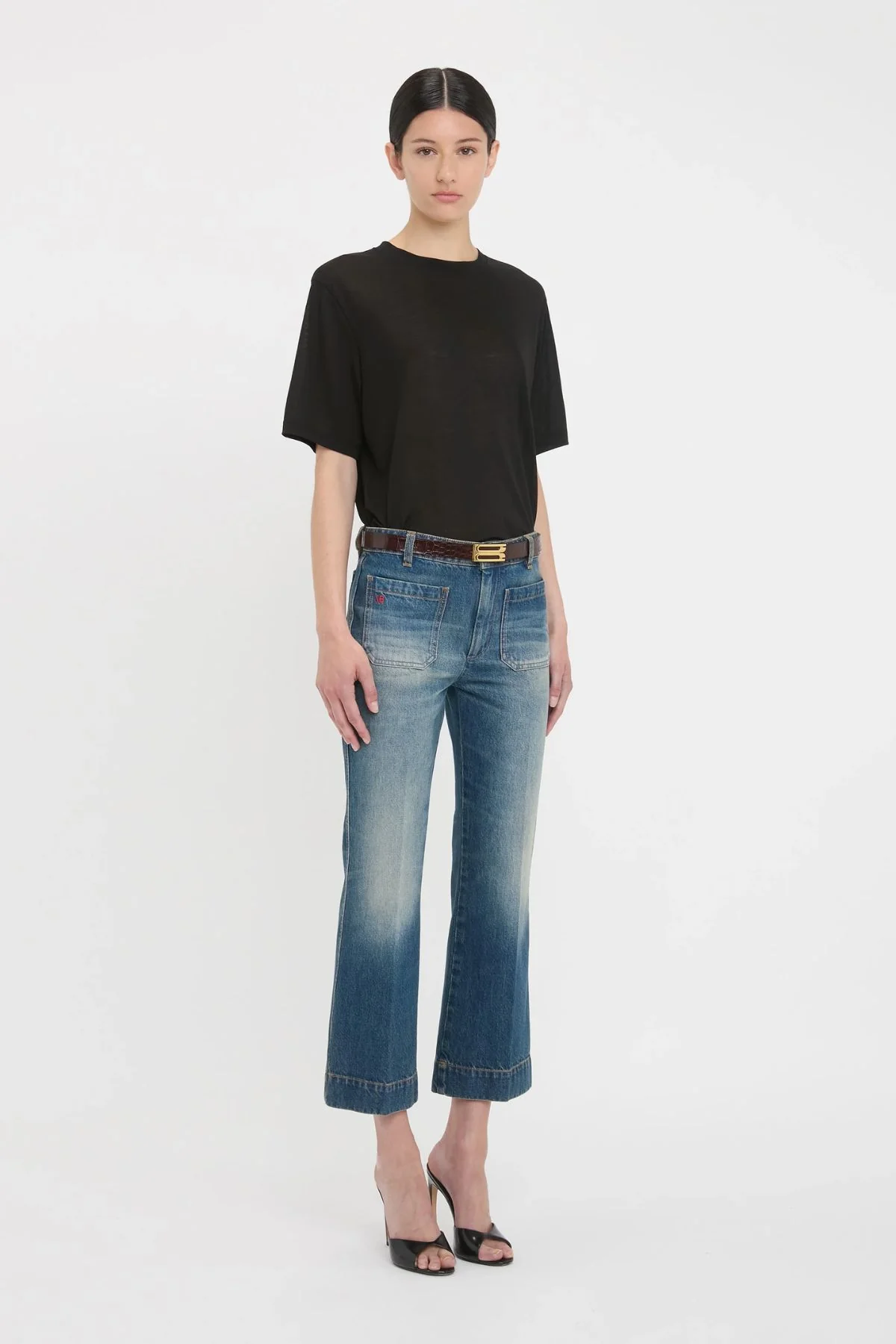 Victoria Beckham Classic Cotton Crepe T-Shirt  - Black - Image 4