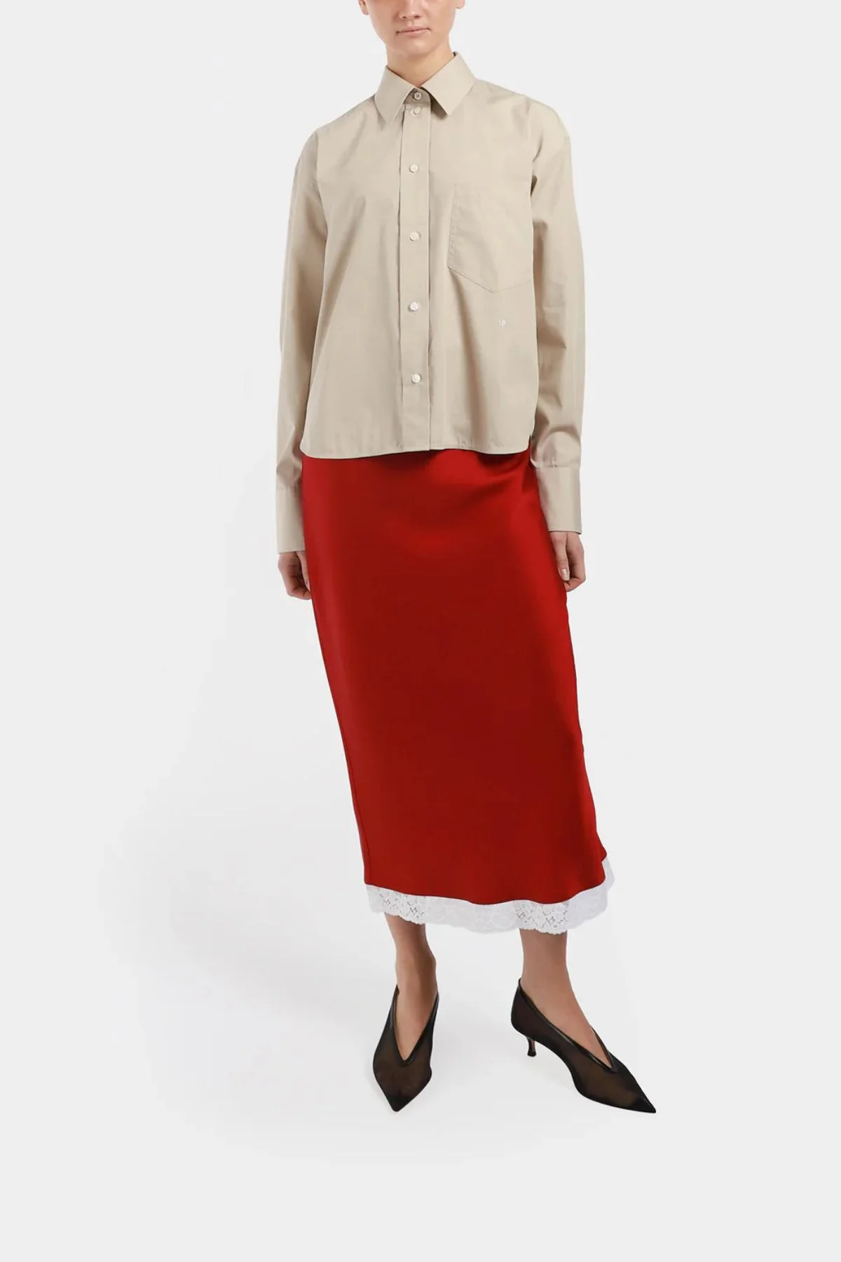 Victoria Beckham Cropped Shirt - Pumice - Image 2