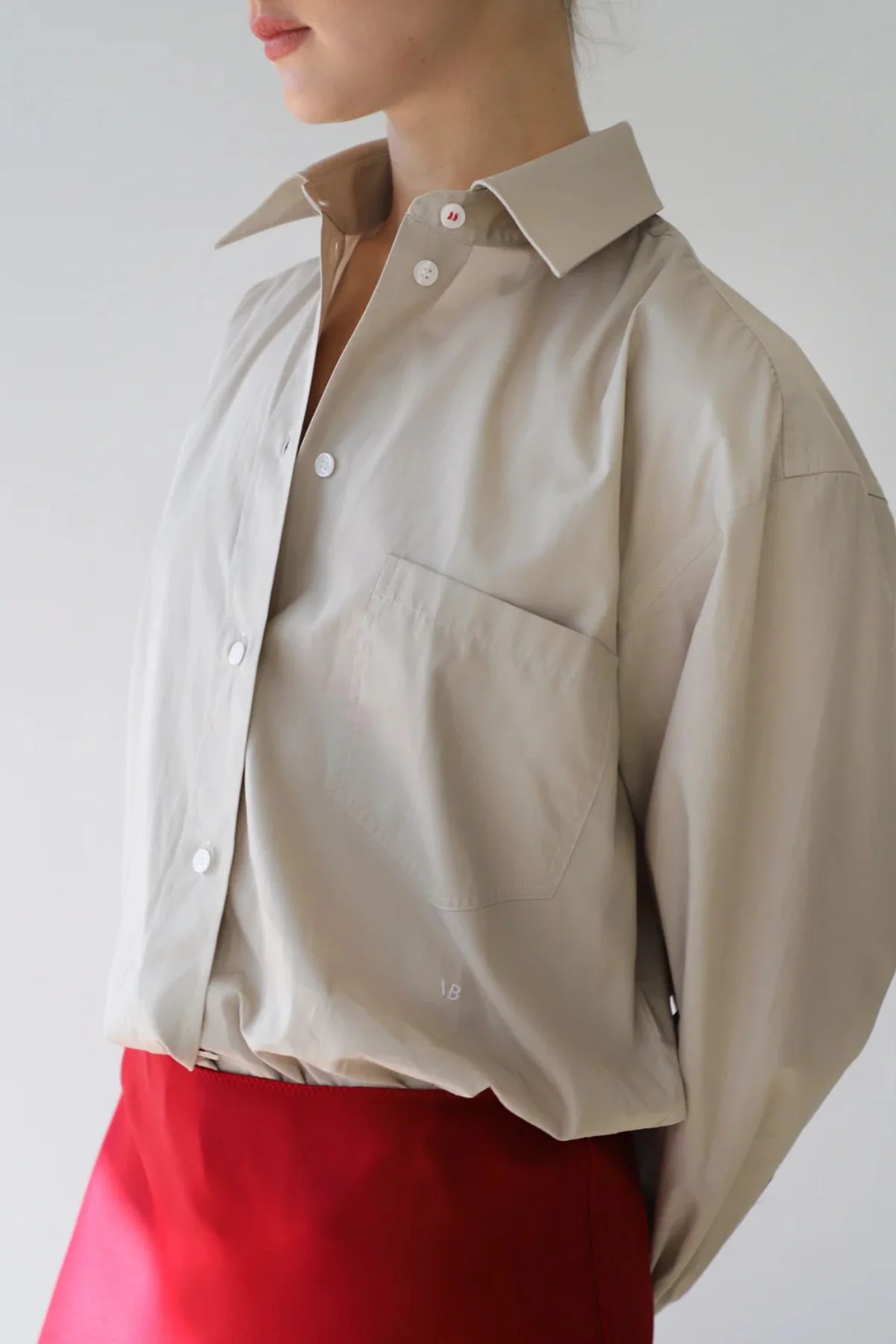 Victoria Beckham Cropped Shirt - Pumice - Image 3