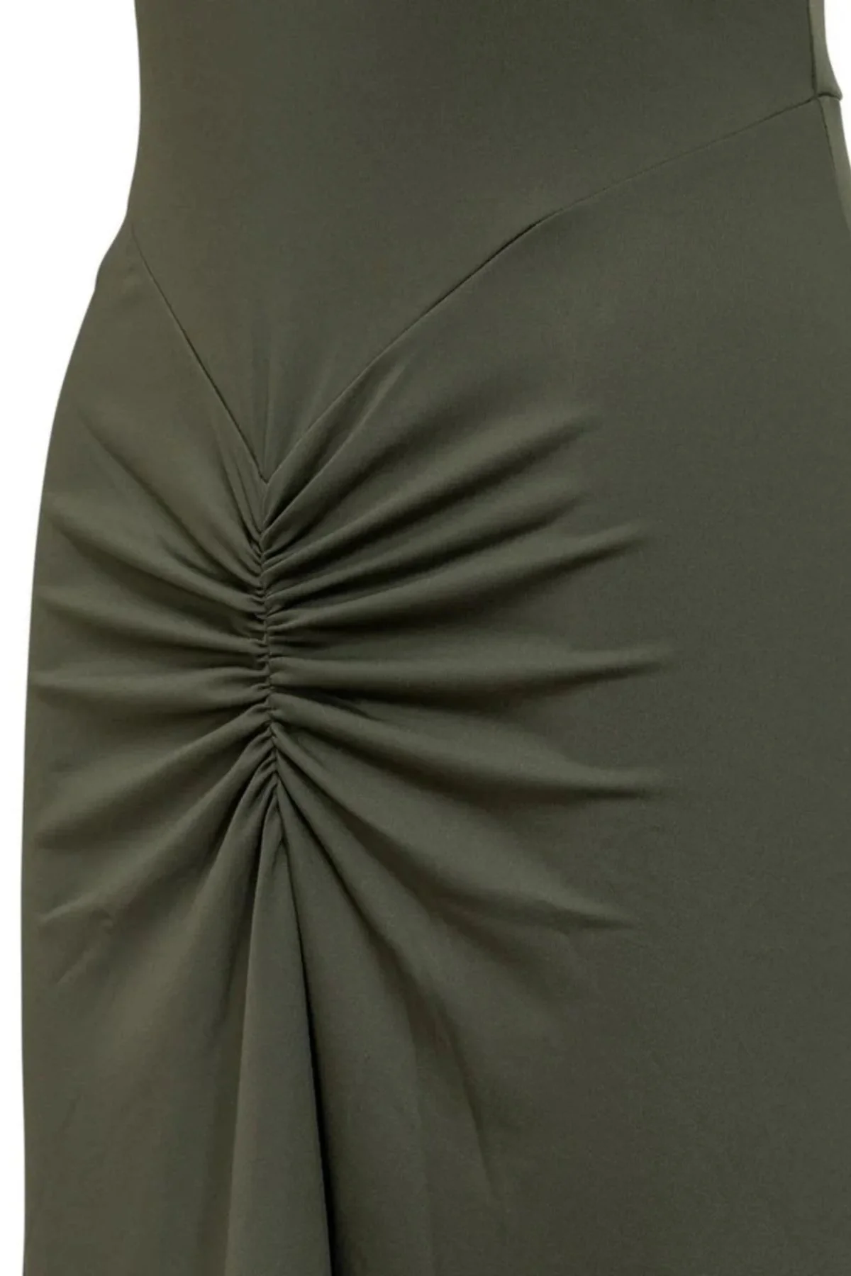 Victoria Beckham Gathered Waist T-Shirt Midi Dress - Oregano - Image 3