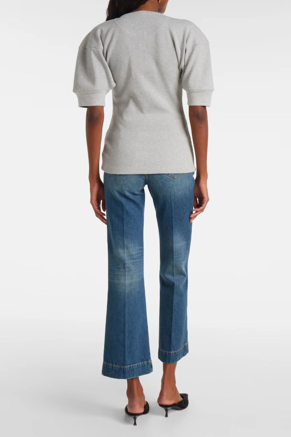 Victoria Beckham Henley Top - Grey Marl - Image 3