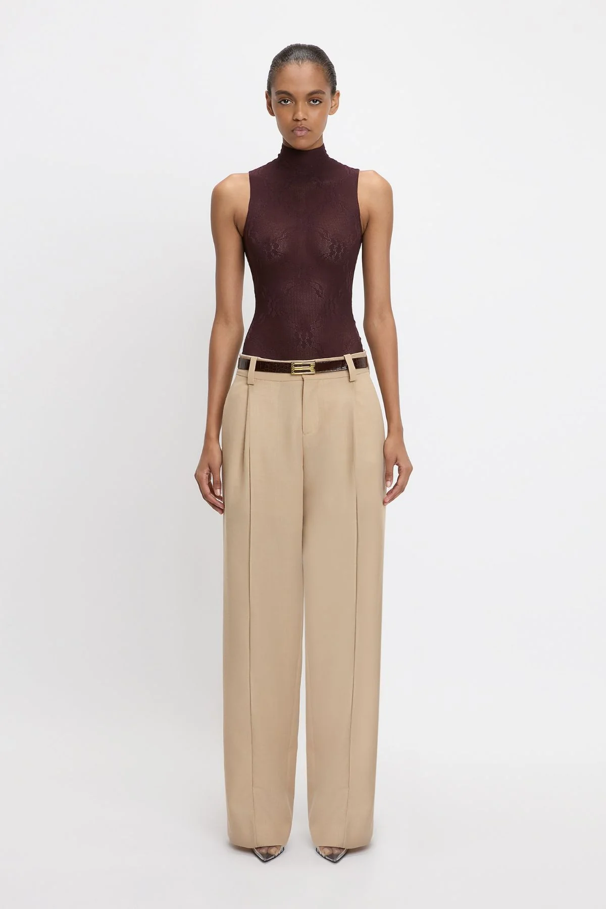 Victoria Beckham Seam Detail Trouser - Sepia/ Ivory - Image 2