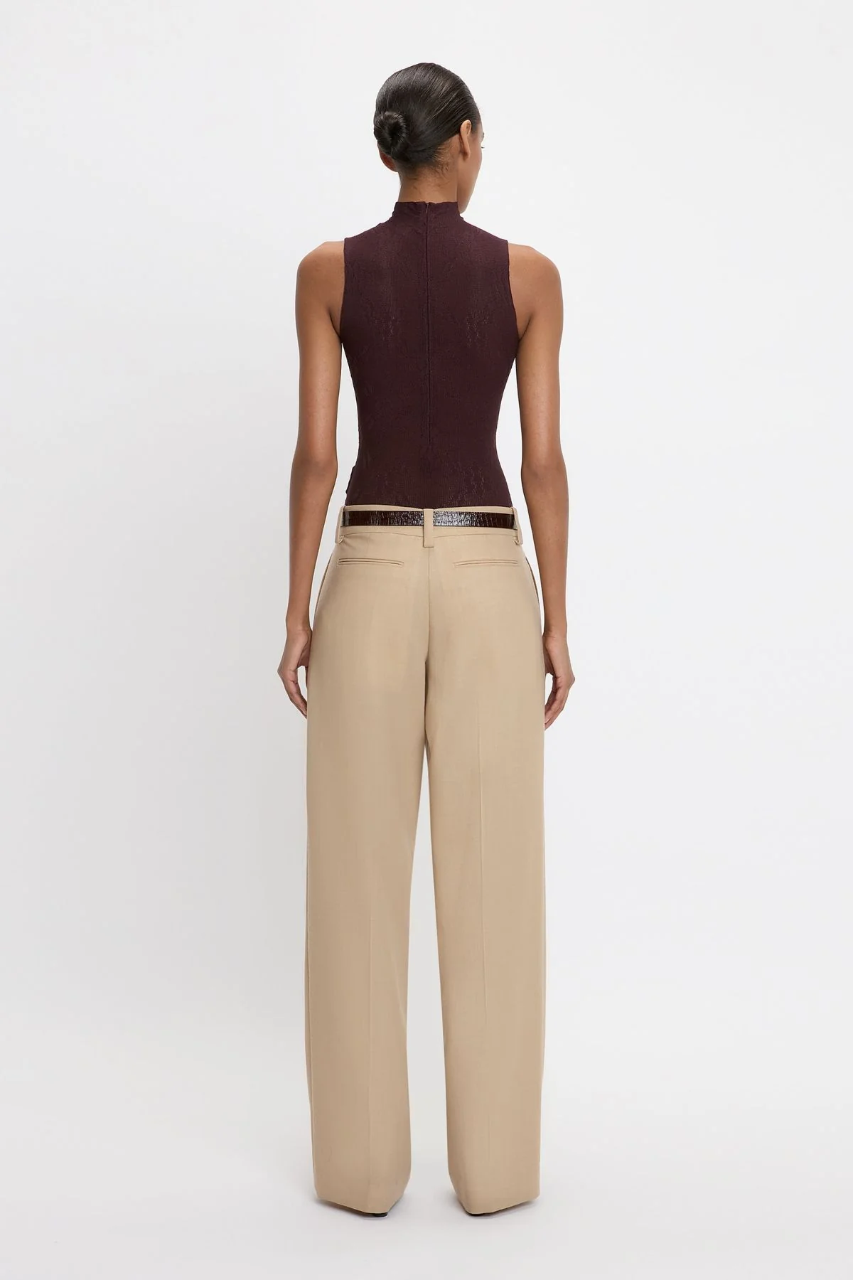 Victoria Beckham Seam Detail Trouser - Sepia/ Ivory - Image 3