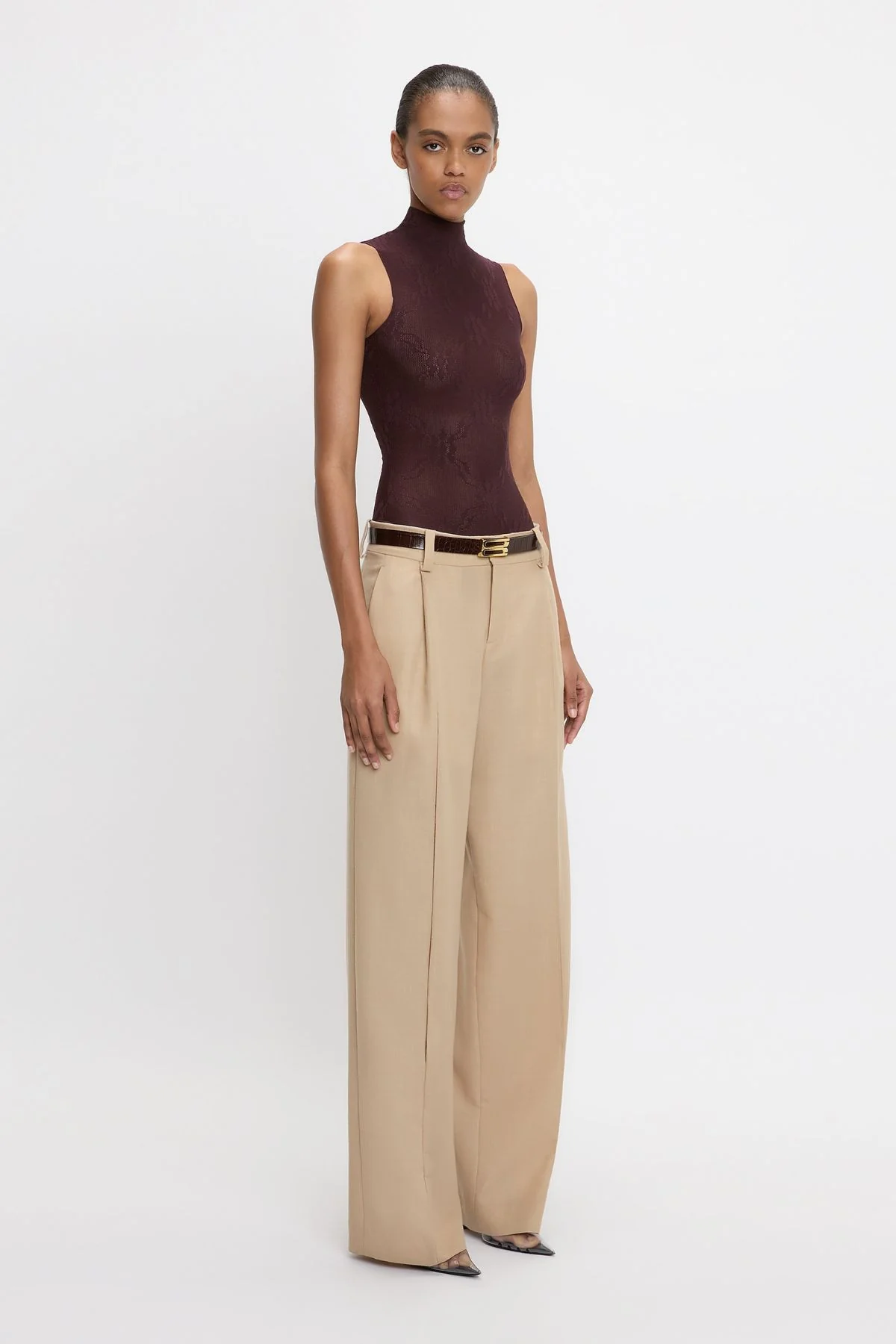 Victoria Beckham Seam Detail Trouser - Sepia/ Ivory - Image 4