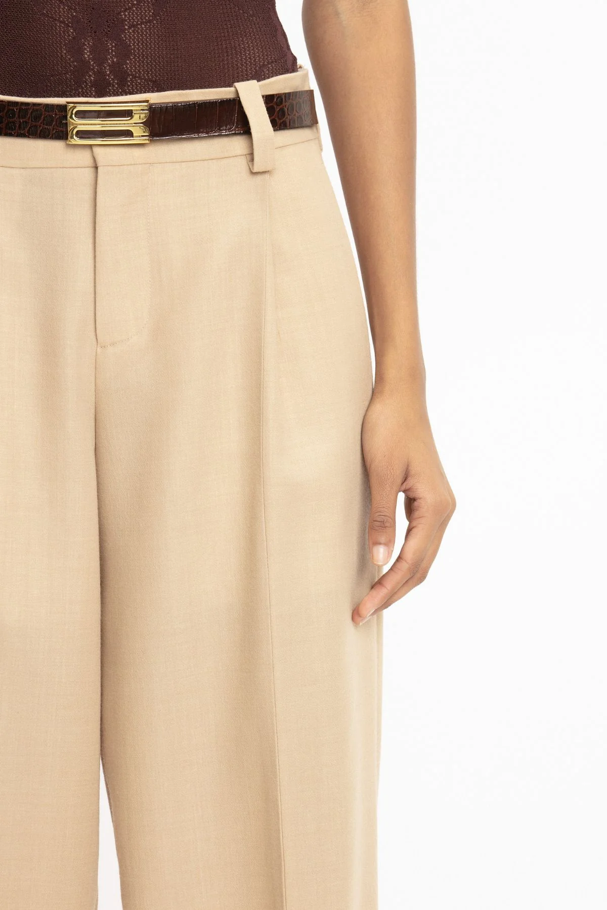 Victoria Beckham Seam Detail Trouser - Sepia/ Ivory - Image 5