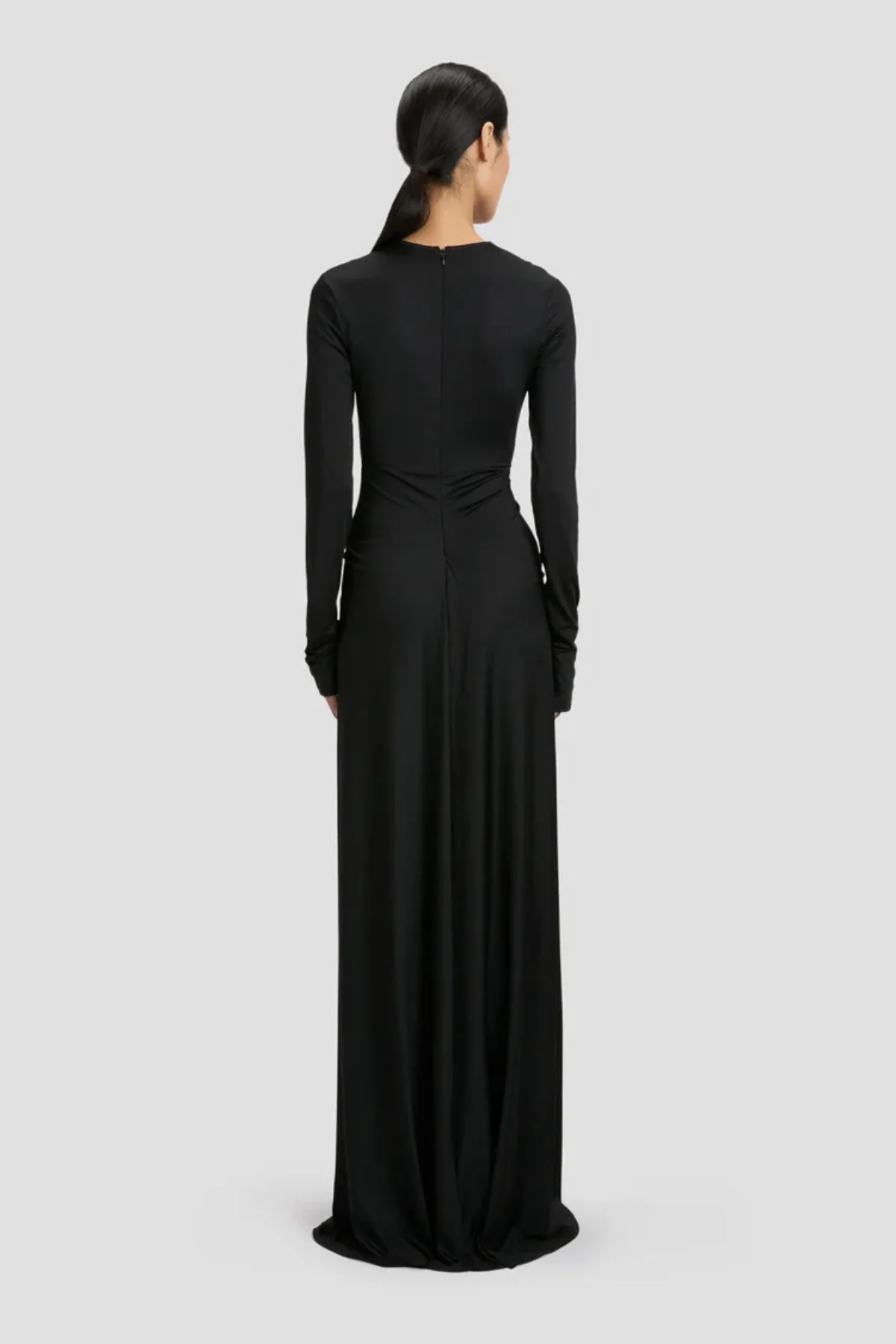Victoria Beckham LS Deep V Neck Gown - Black - Image 3