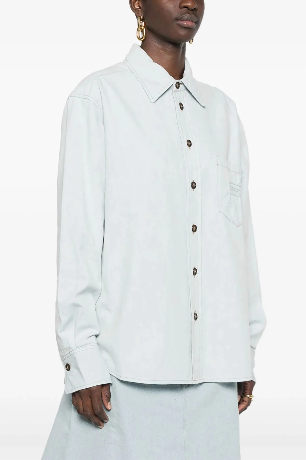 Victoria Beckham Mens Shirt - Light Azul - Image 3