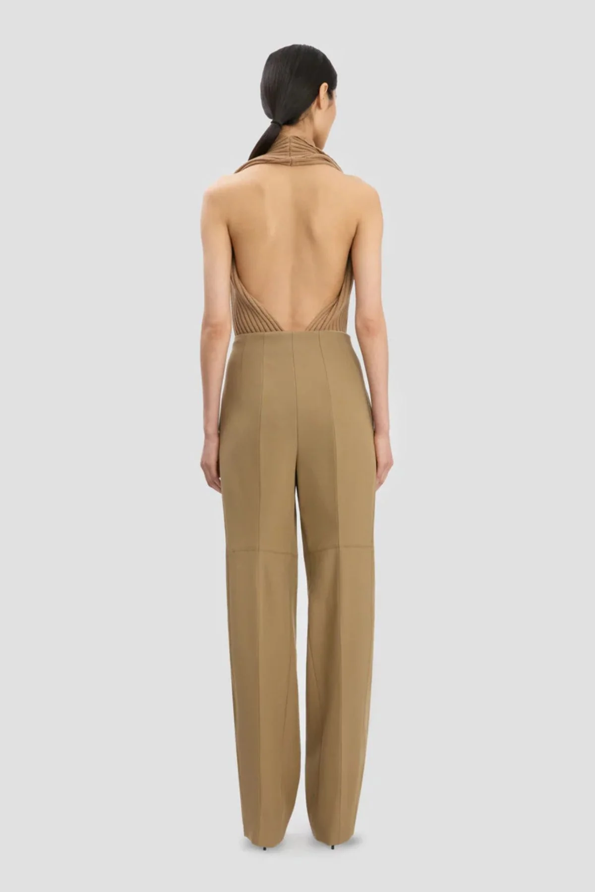 Victoria Beckham Sculptural Leg Trouser - Dark Camel - Image 4