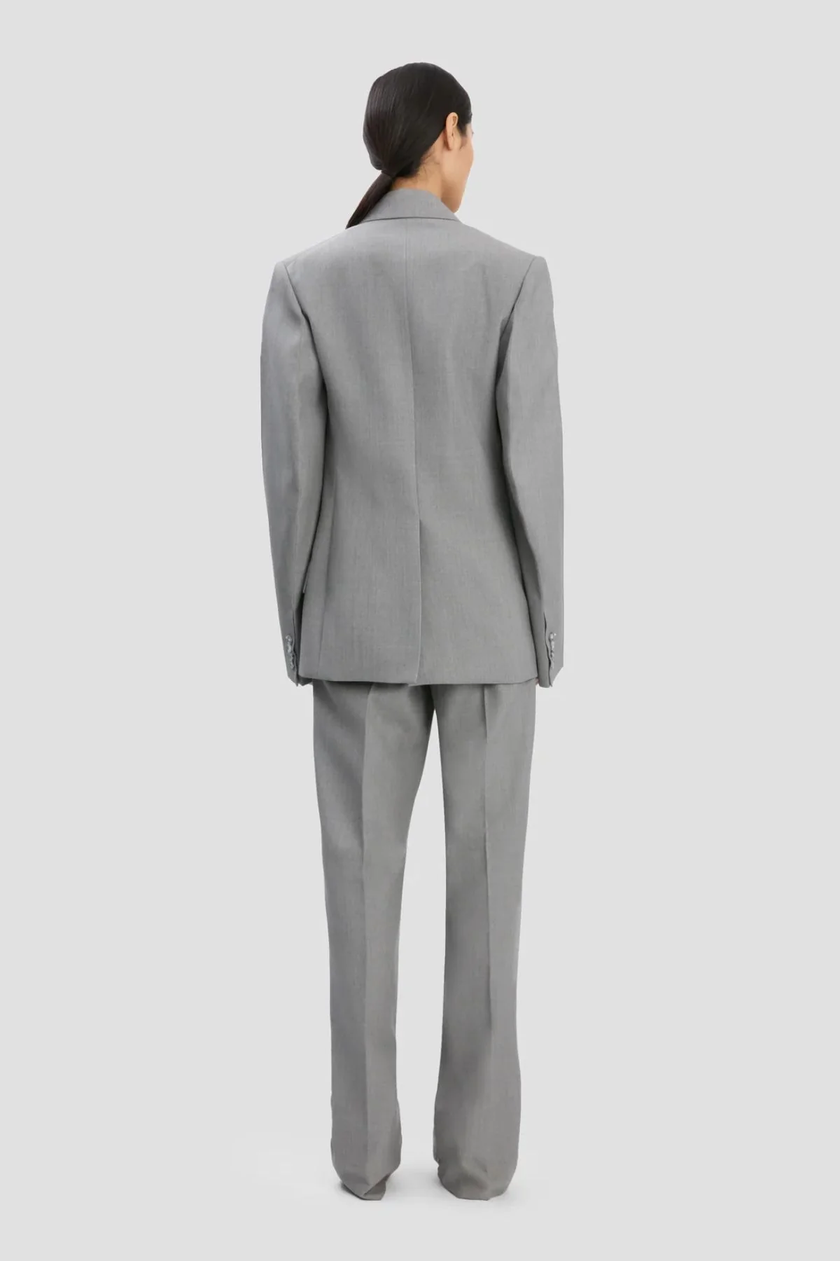 Victoria Beckham Sculptural Sleeve Blazer - Light Grey Melange - Image 3