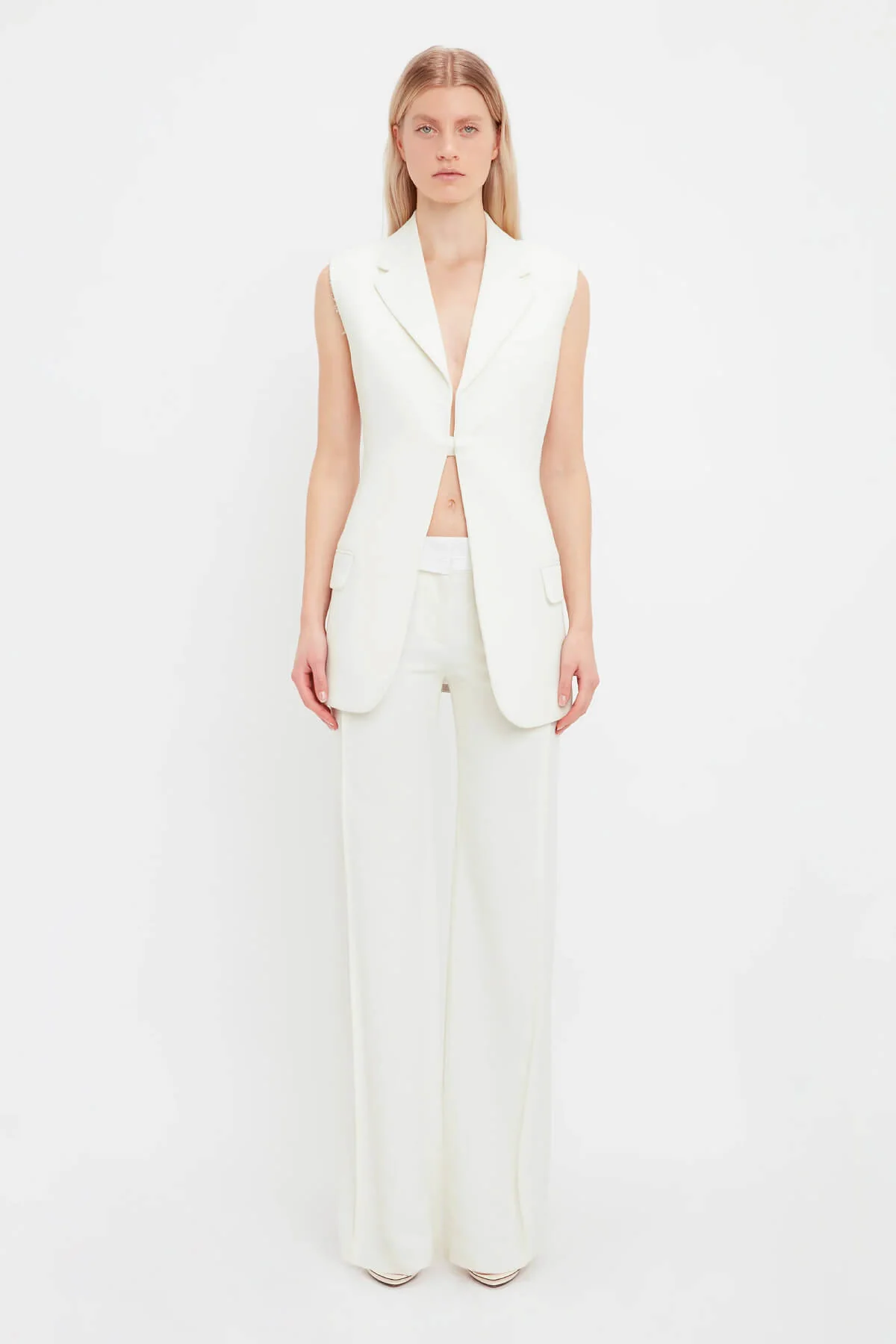 Victoria Beckham Sleeveless Jacket Vest - Off White - Image 2