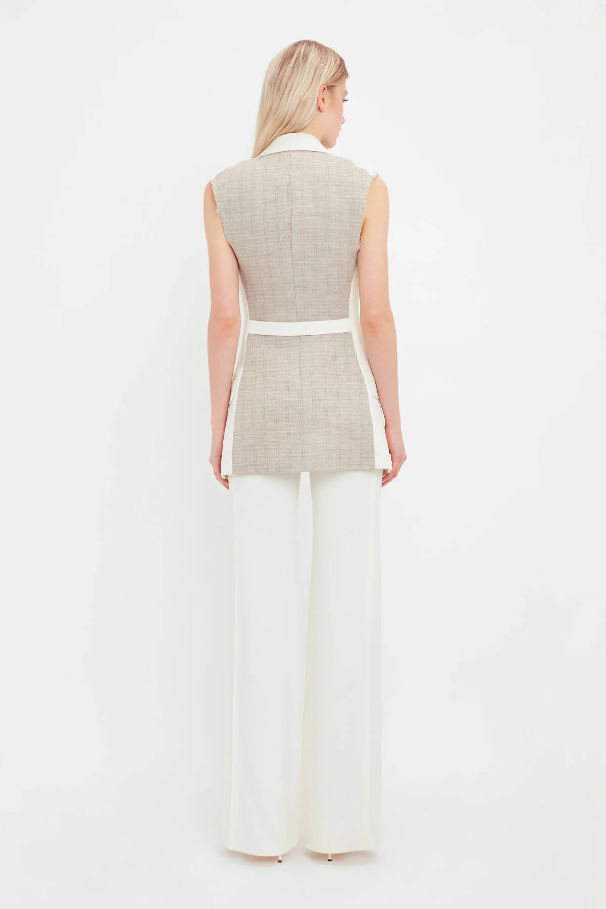 Victoria Beckham Sleeveless Jacket Vest - Off White - Image 3