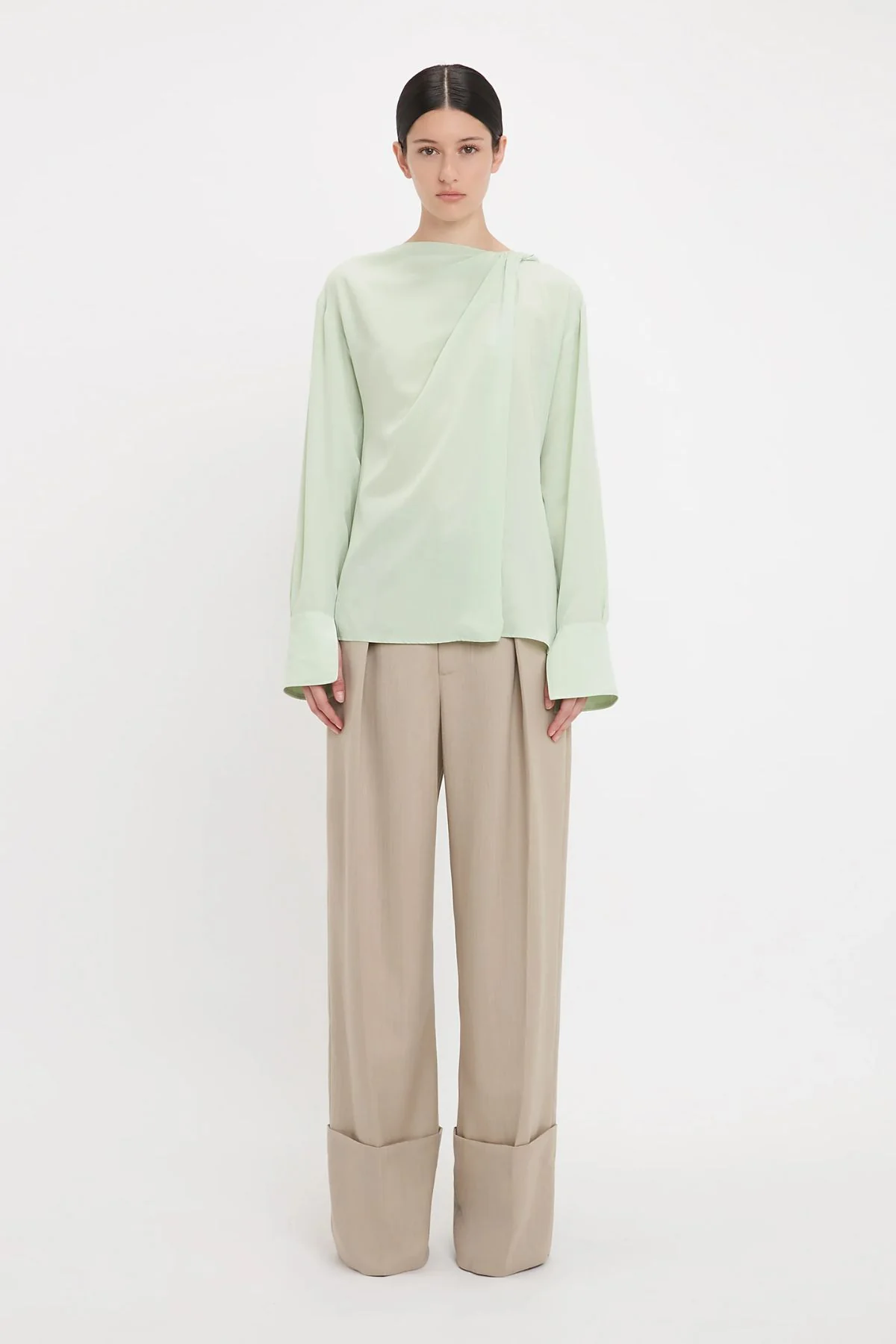 Victoria Beckham Twist Detail Scarf Top - Jade - Image 3