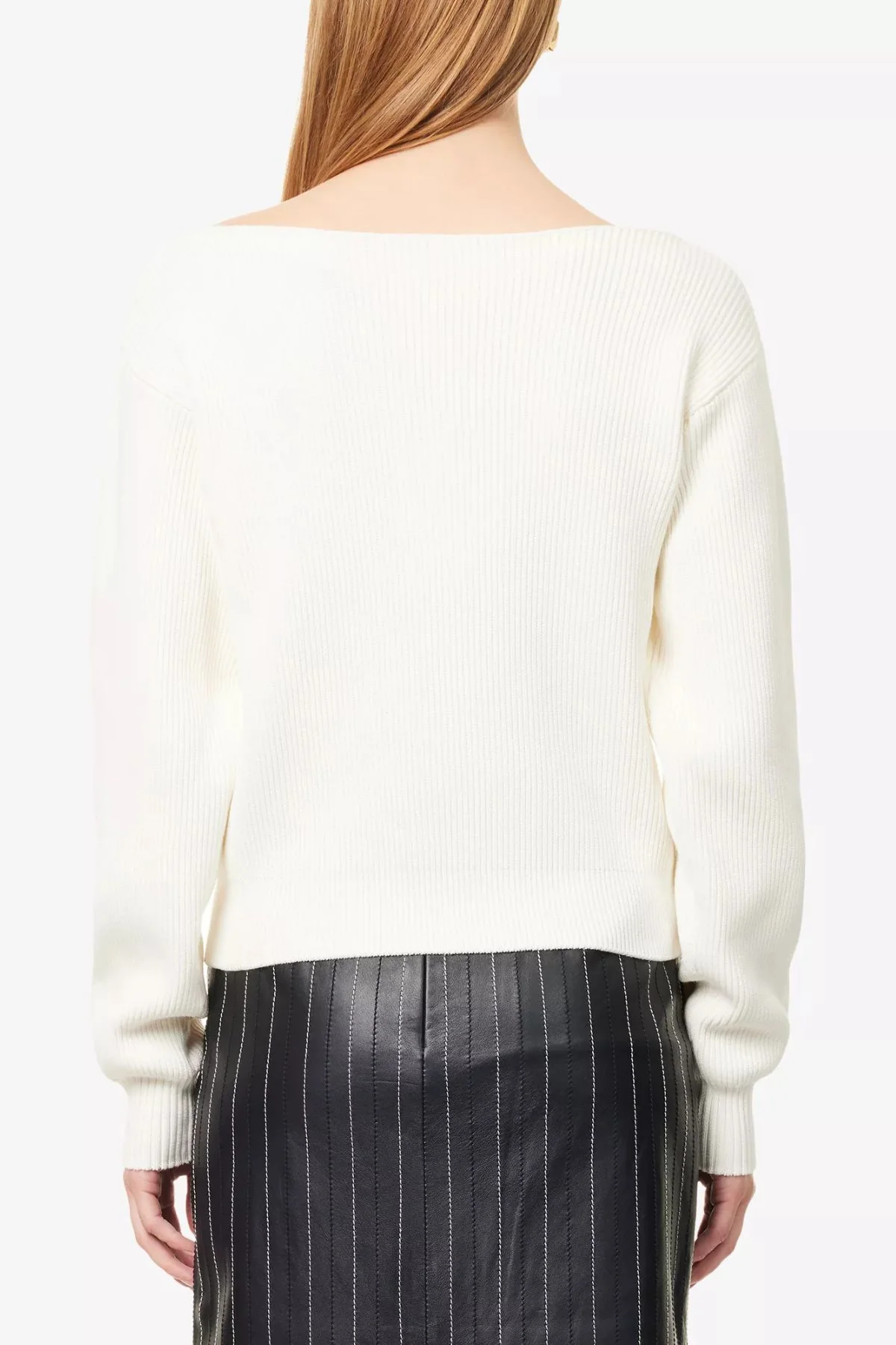 Victoria Beckham Wide Neck Jumper - Ivory - Image 3