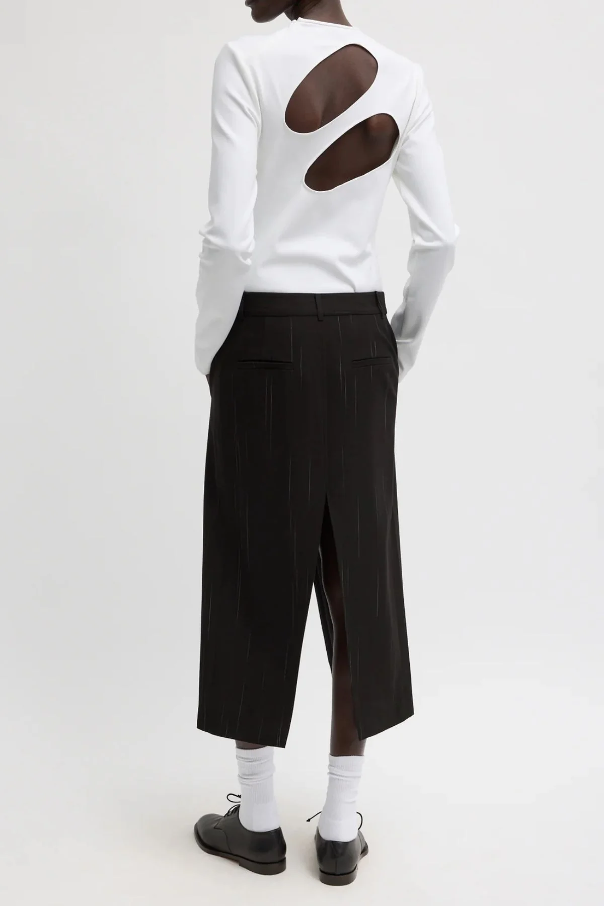 Tibi Viscose Suiting Midi Skirt - Black Multi - Image 2