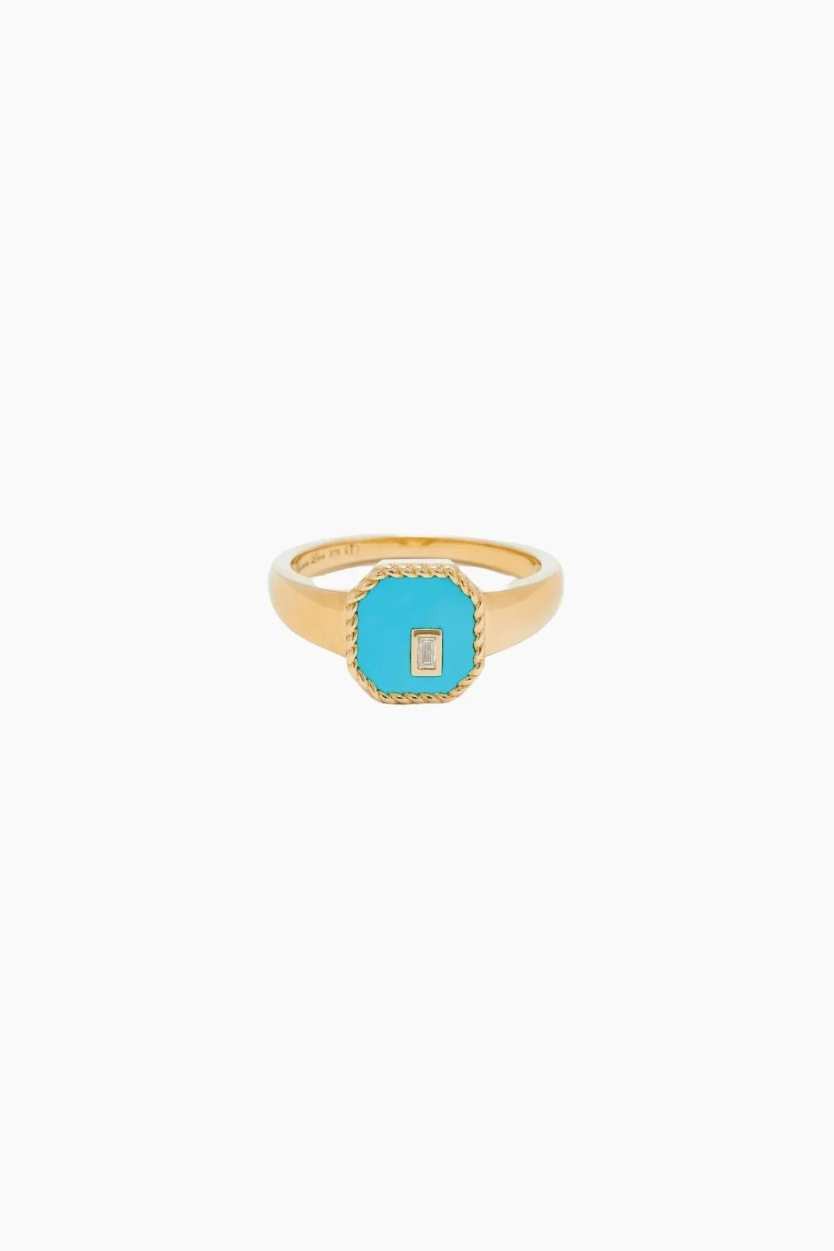 Yvonne Léon Baby Chevalière Turquoise Octagon Signet Ring - Yellow Gold