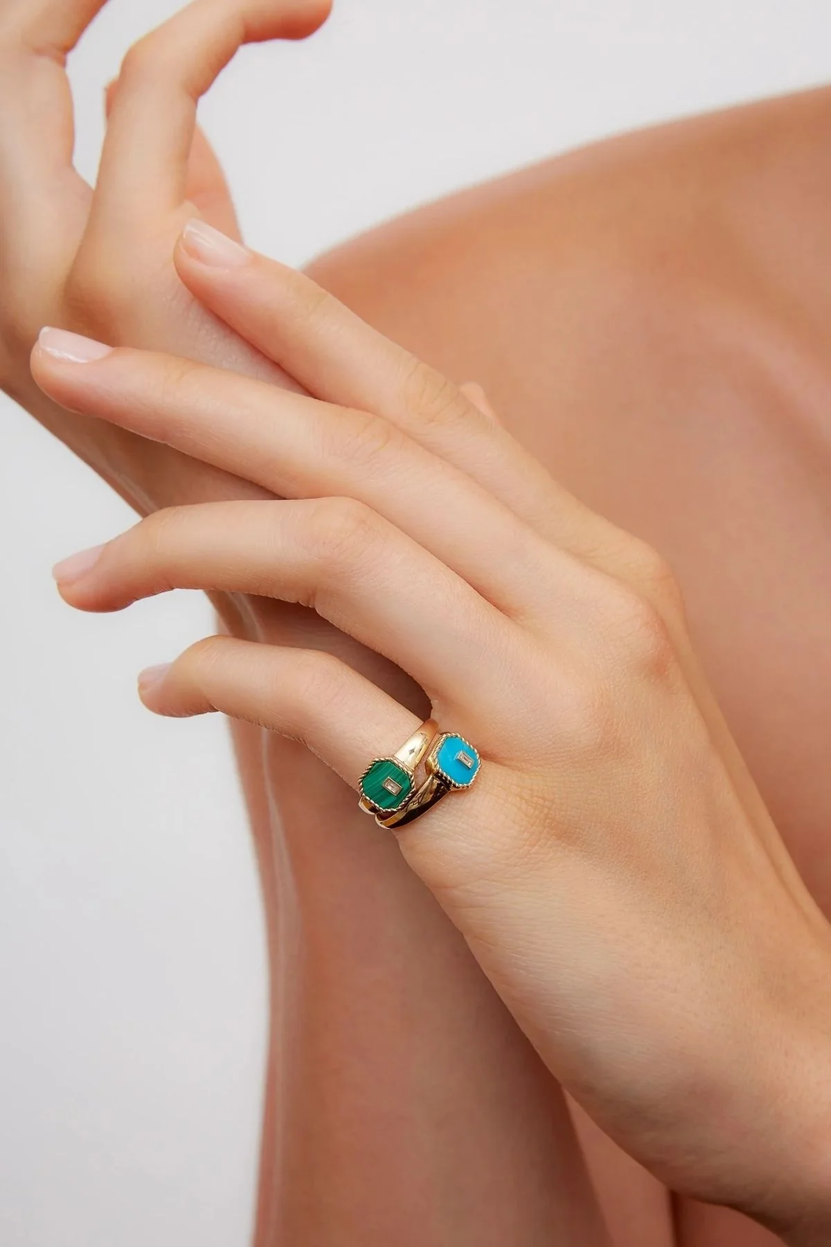Yvonne Léon Baby Chevalière Turquoise Octagon Signet Ring - Yellow Gold - Image 4