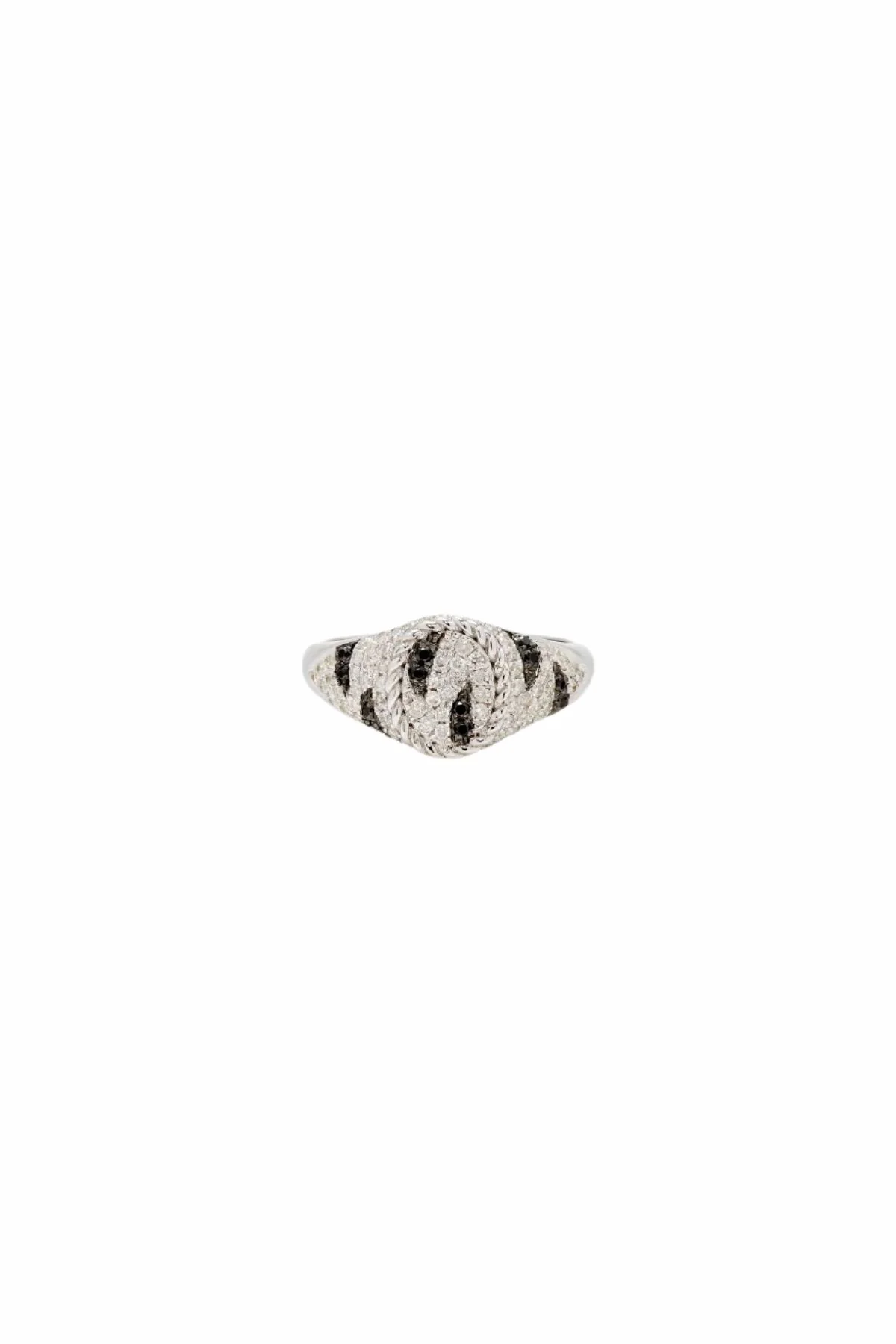 Yvonne Léon Baby Chevaliere Zebra Diamond Ring - White Gold