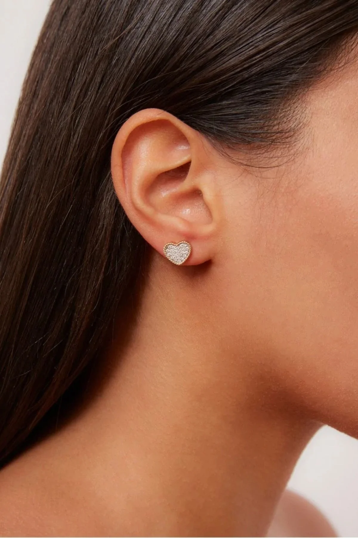 Yvonne Léon Baby Coeur Diamant Heart Earrings - Yellow Gold - Image 2