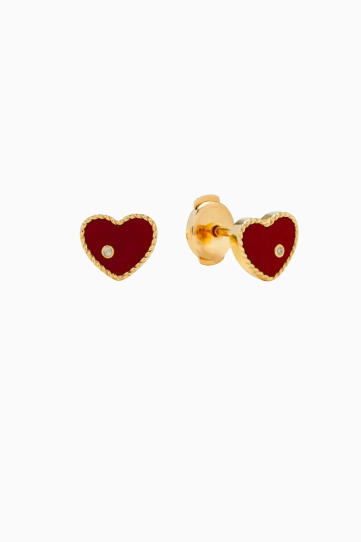 Yvonne Léon Baby Coeur Earrings - Agate Rouge
