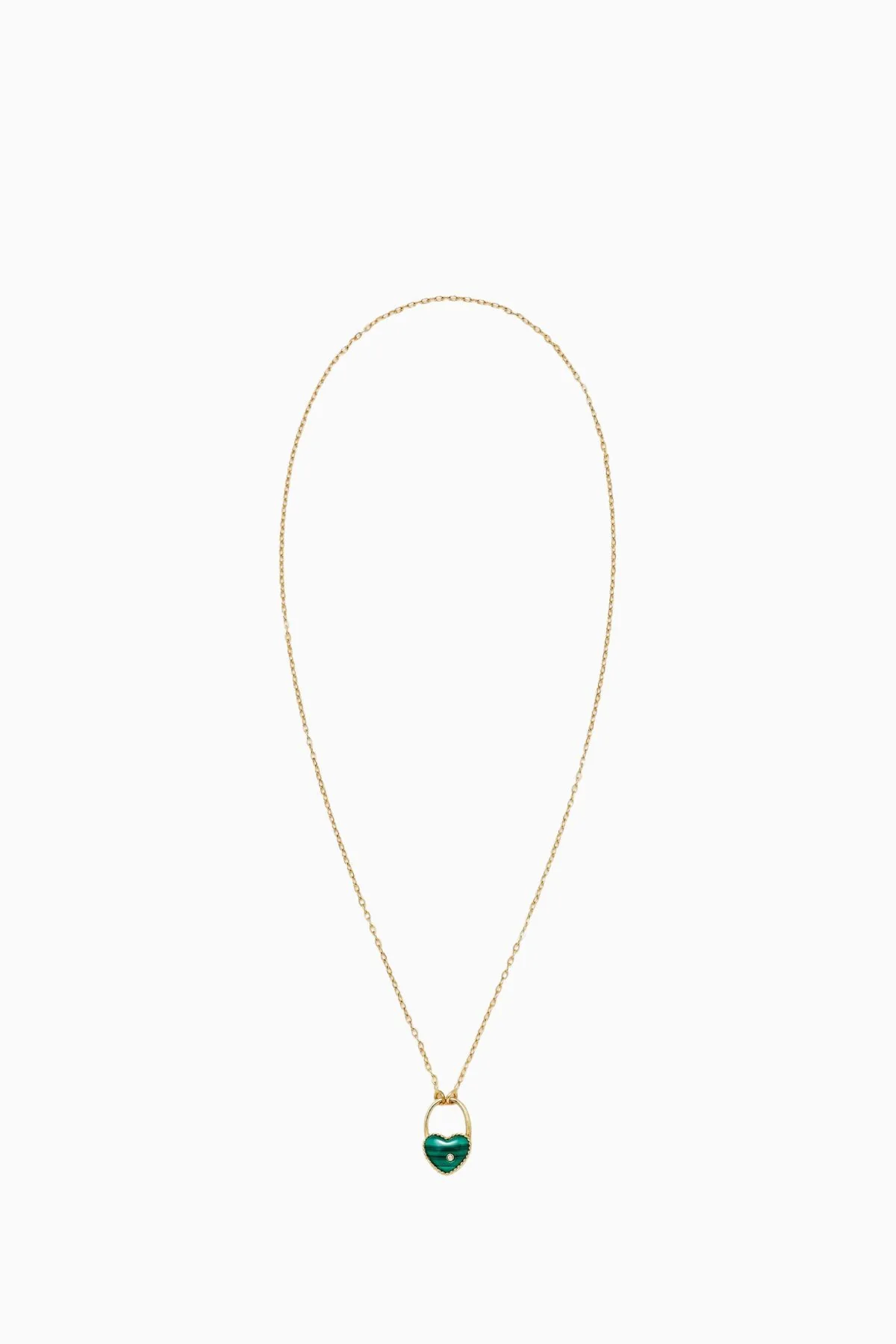 Yvonne Léon Cadenas Heart Malachite Necklace - Yellow Gold