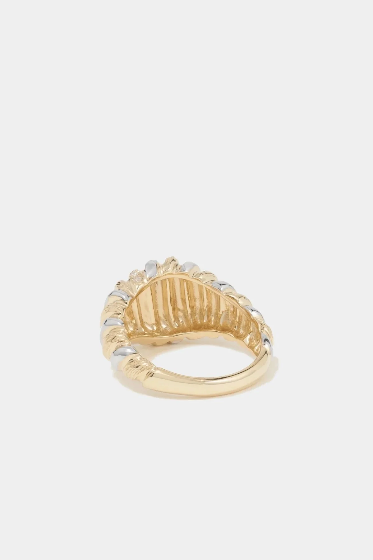 Yvonne Léon Chevalière Gaufrette Diamond Ring - Yellow/ White Gold - Image 3