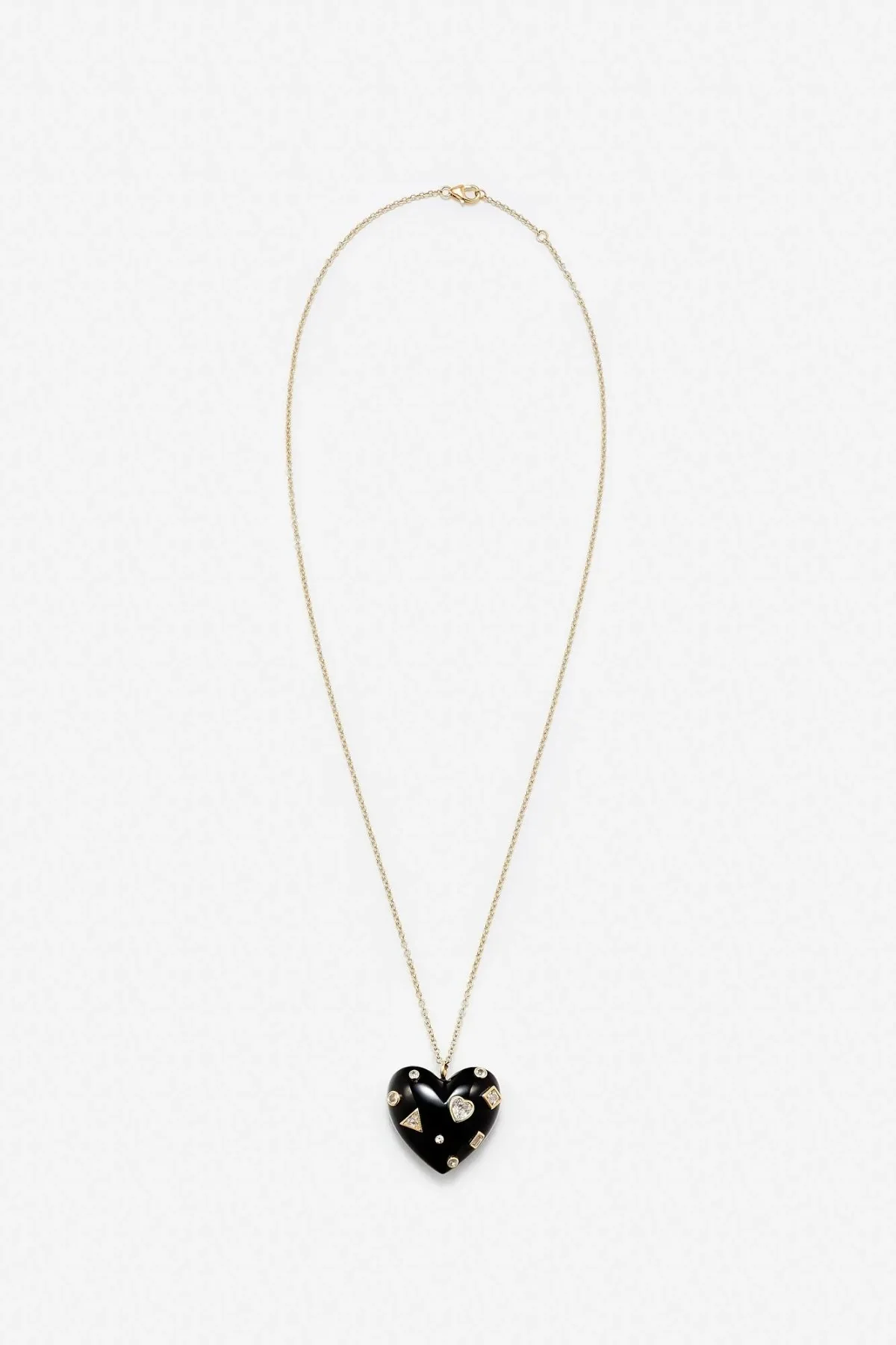 Yvonne Léon Confetti Heart Onyx Necklace - Yellow Gold - Image 3