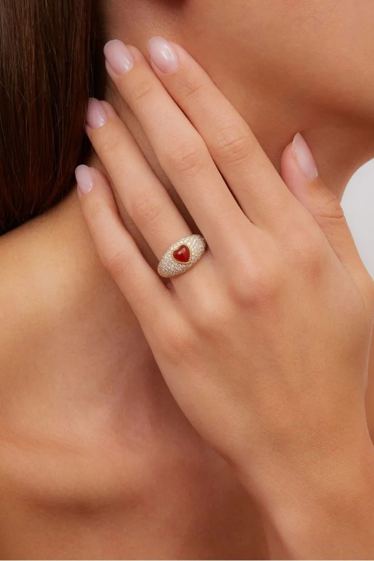 Yvonne Léon Mini Bague Dôme Heart Ring - Yellow Gold - Image 2