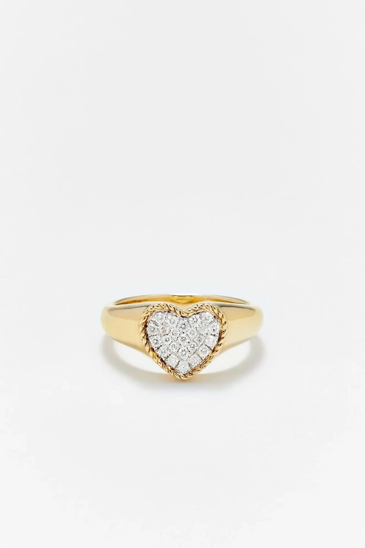 Yvonne Léon Mini Set Chevalière Heart Diamond & Wave Ring - Yellow Gold - Image 3