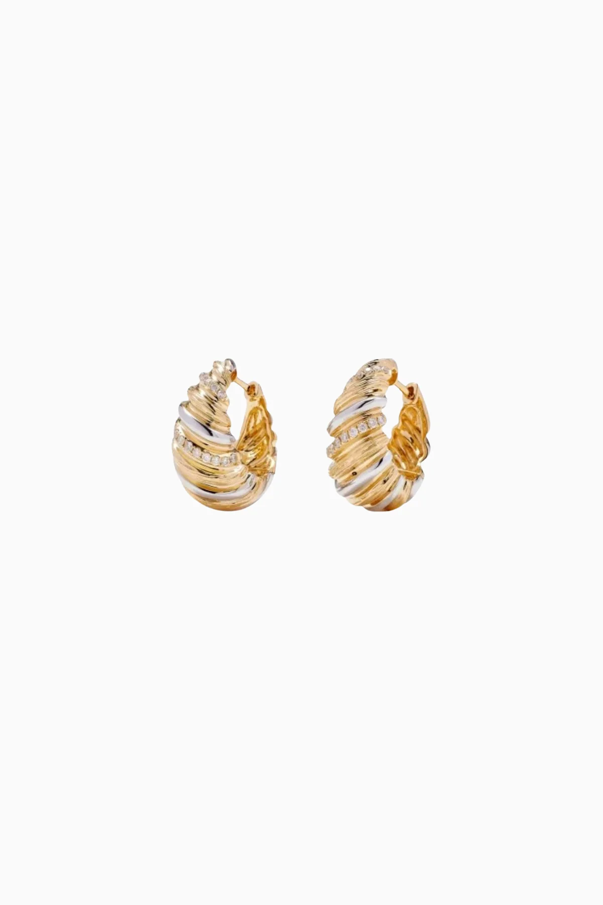Yvonne Léon Paire De Creoles Gaufrette - Yellow/ White Gold