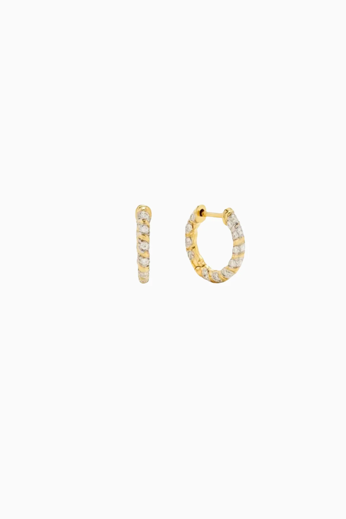 Yvonne Léon Paire De Mini Creoles Torsade Diamonds - Yellow Gold